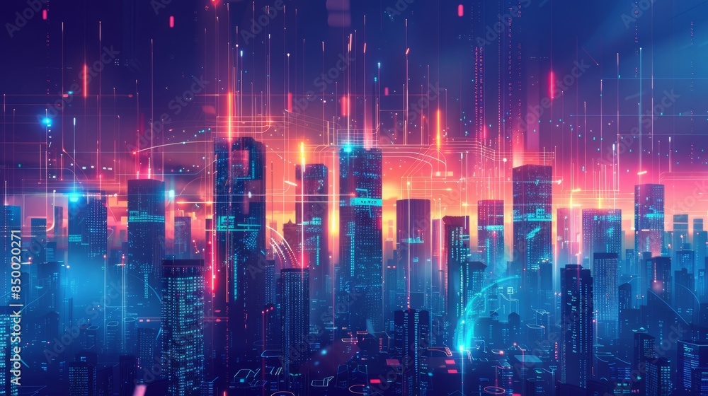 Modern futuristic digital circuit city building background. Modern futuristic digital circuit city building background.