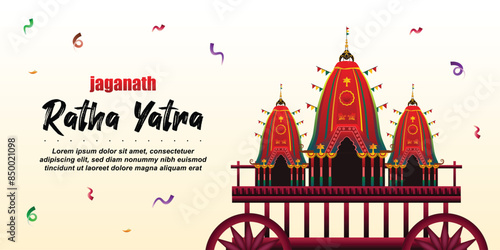 vector illustration of Rath Yatra Chariot Festival of Hindu God Lord Jagannath celebrated in Odisha India. Lord Jagannath, Balabhadra Subhadra. background, template, holidays, banner, poster events.