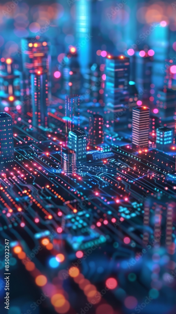 Modern futuristic digital circuit city building background. Modern futuristic digital circuit city building background.