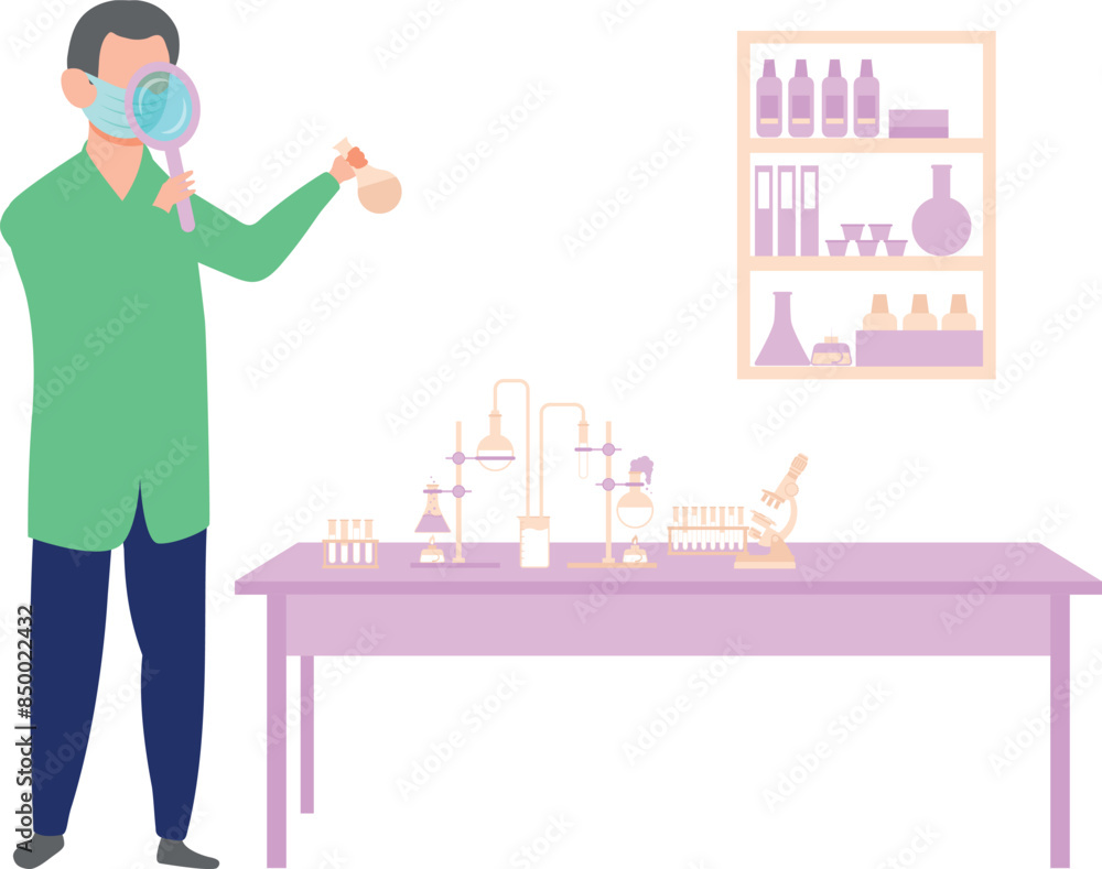 Fototapeta premium A chemist is doing research in a lab.