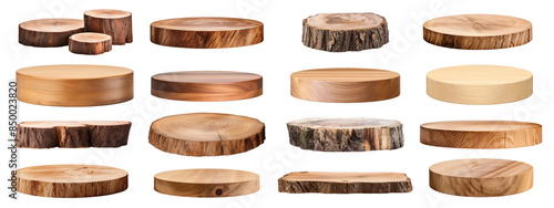 Wooden podium png cut out element set