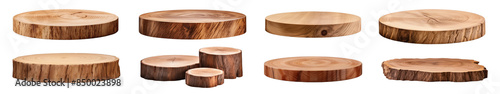 Wooden podium png cut out element set