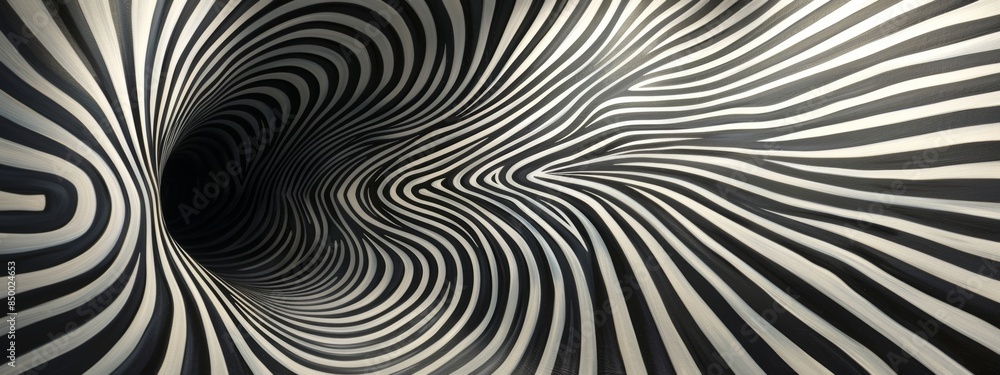A black abstract optical illusion artwork. A black abstract optical illusion artwork.