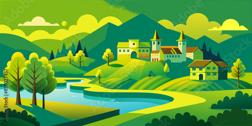 
The scene is transformed into a cozy and picturesque setting by a charming house nestled under a leafy tree.