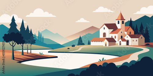 A picturesque setting is formed by a charming cozy house nestled beside a majestic tree.