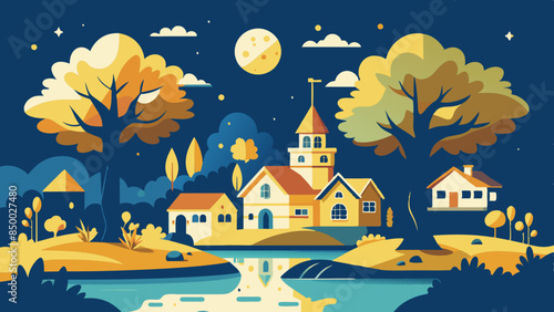 
The scene is transformed into a cozy and picturesque setting by a charming house nestled under a leafy tree.