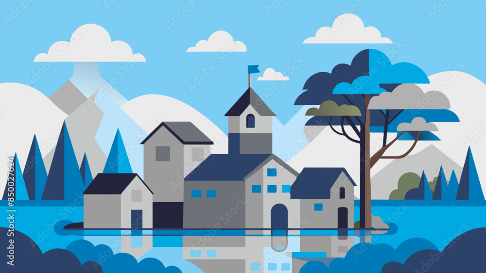 A picturesque setting is formed by a charming cozy house nestled beside a majestic tree. A picturesque setting is formed by a charming cozy house nestled beside a majestic tree.