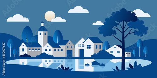 
The scene is transformed into a cozy and picturesque setting by a charming house nestled under a leafy tree.