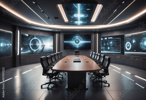 Futuristic conference room....