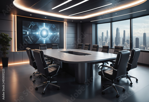 Futuristic conference room....