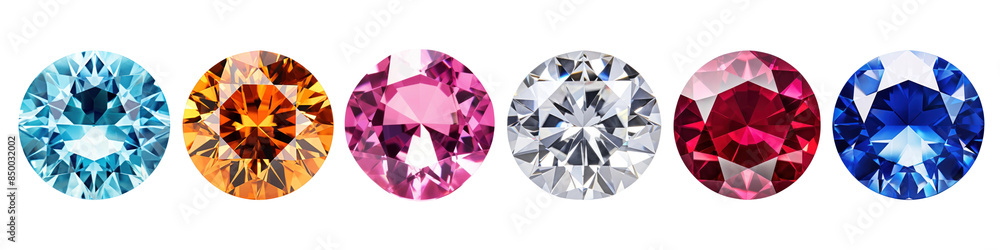 Colorful gemstones in a row png set Colorful gemstones in a row png set