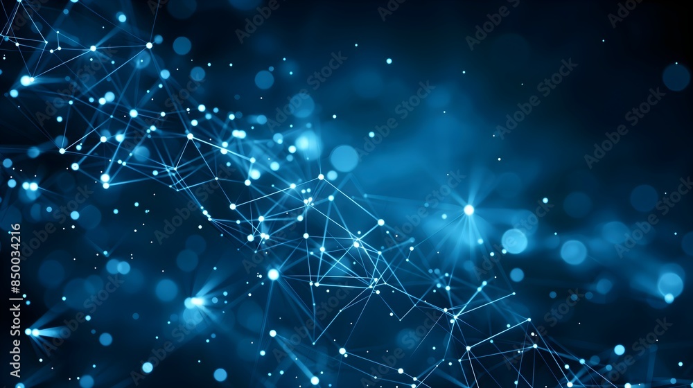 A blue background with a lot of dots and lines. The background is very dark and the dots are very bright. AI generated. A blue background with a lot of dots and lines. The background is very dark and the dots are very bright. AI generated.