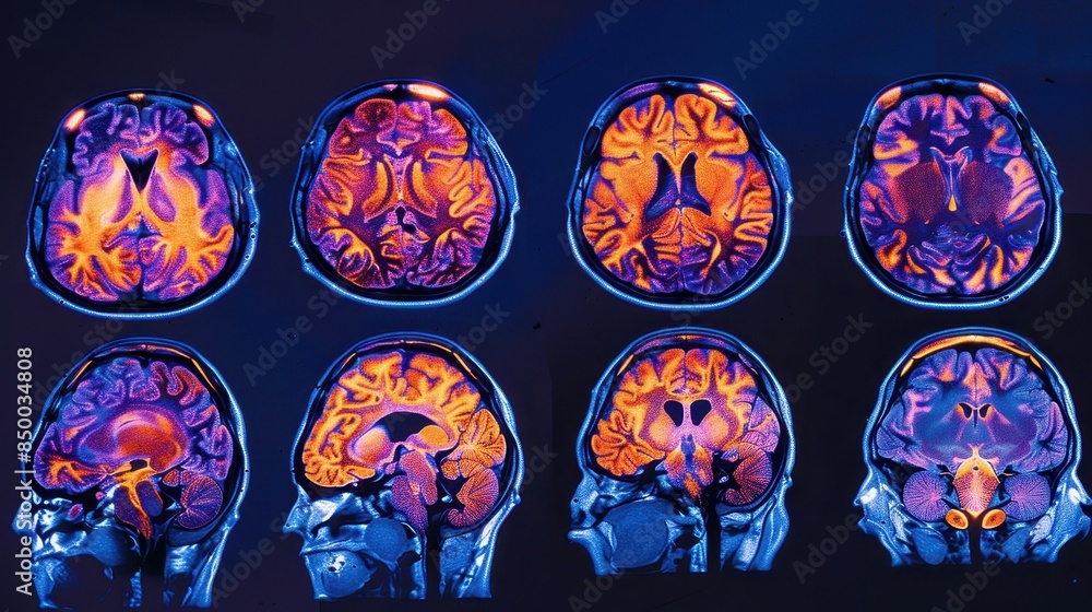 The image is a series of brain scans, each showing a different part of ...
