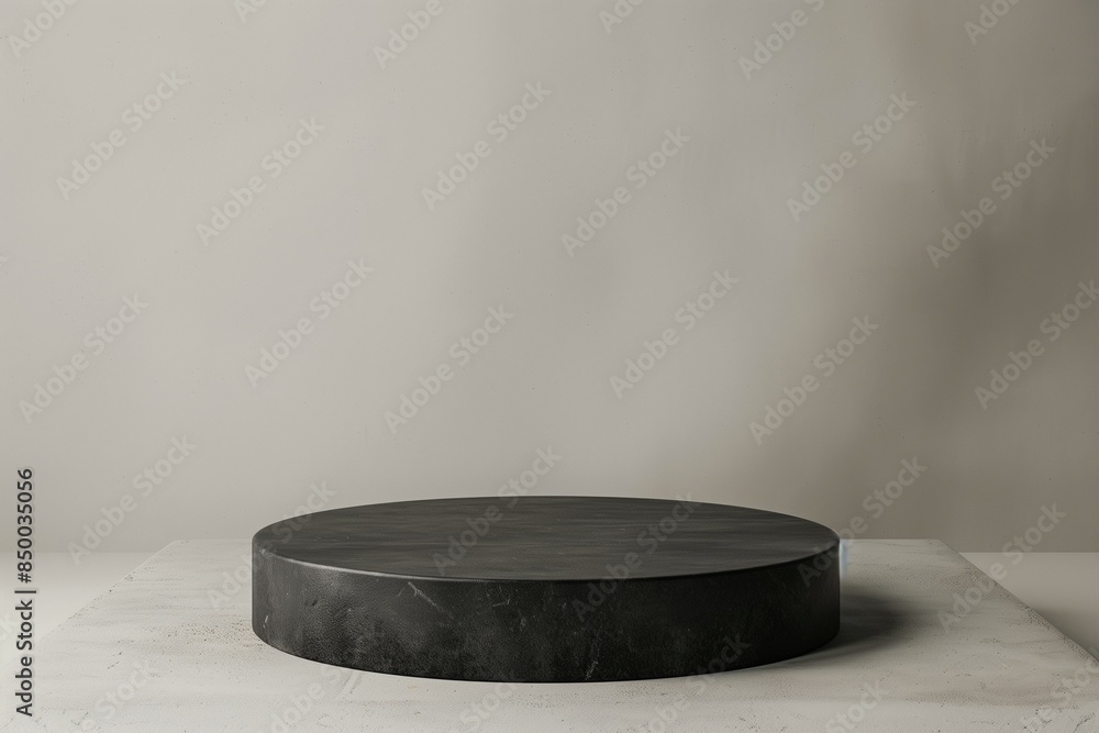 Charcoal Grey Podium with Matte Texture Against Light Background Charcoal Grey Podium with Matte Texture Against Light Background