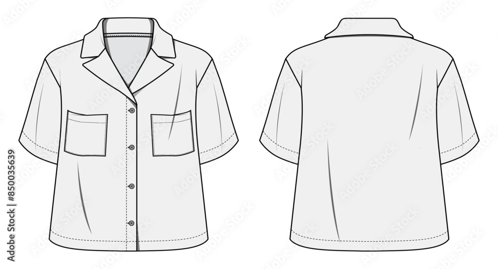 Women’s blouse, body fit, front and back view vector fashion illustration , cad, technical drawing, flat drawing, mockup, template. Women’s blouse, body fit, front and back view vector fashion illustration , cad, technical drawing, flat drawing, mockup, template.