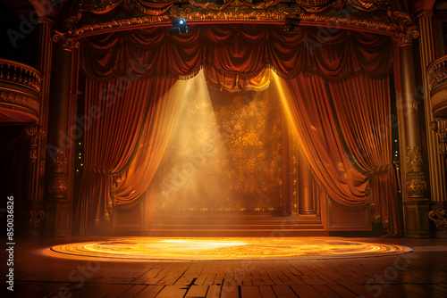Theater stage with red curtains and spotlights Theatrical scene in the light background,
A red and gold carnival mask with feathers and a red background.


