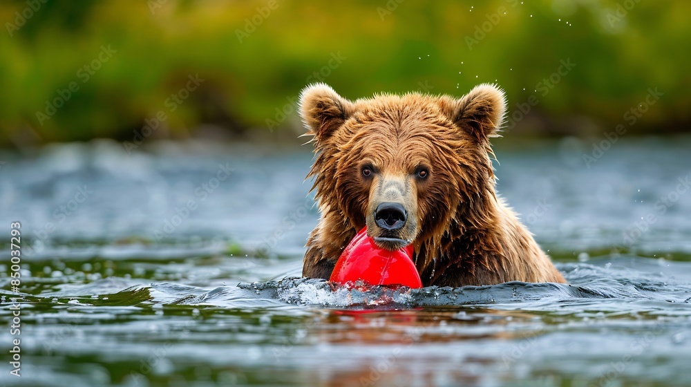Brown Bear Fishing for Salmon in Katmai Alaska : Generative AI Brown Bear Fishing for Salmon in Katmai Alaska : Generative AI