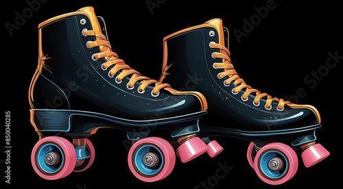 Wallpaper Mural A Vintage roller skate illustration. In Retro skates style, in Black background
 Torontodigital.ca