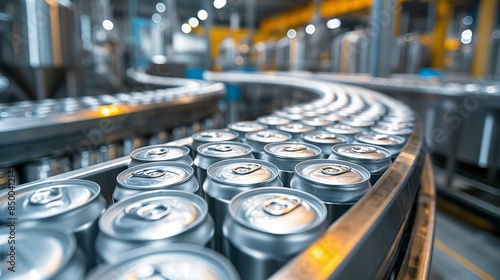 Wallpaper Mural Modern factory production line of canned beverages on conveyor belt Torontodigital.ca