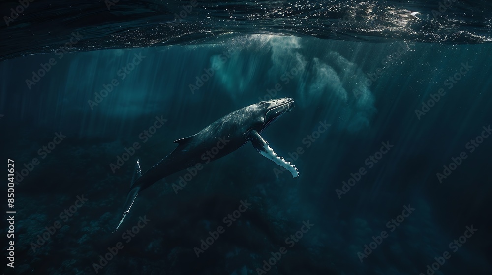 Fototapeta premium humpback whale megaptera novaeangliae Vavau island Tonga : Generative AI