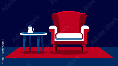 The peaceful and inviting ambiance of the serene room is accentuated by the presence of a modest chair and table.