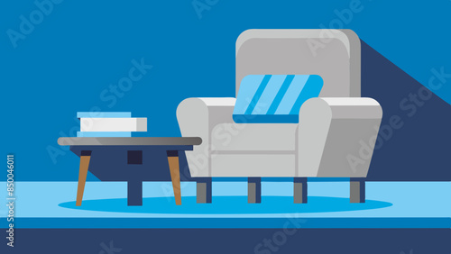 The peaceful and inviting ambiance of the serene room is accentuated by the presence of a modest chair and table.