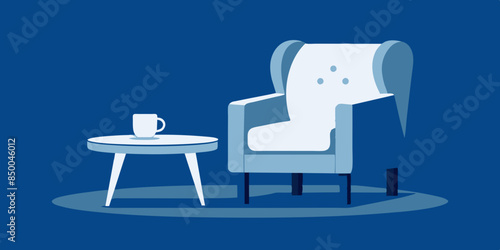 The peaceful and inviting ambiance of the serene room is accentuated by the presence of a modest chair and table.