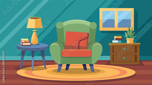 The peaceful and inviting ambiance of the serene room is accentuated by the presence of a modest chair and table.