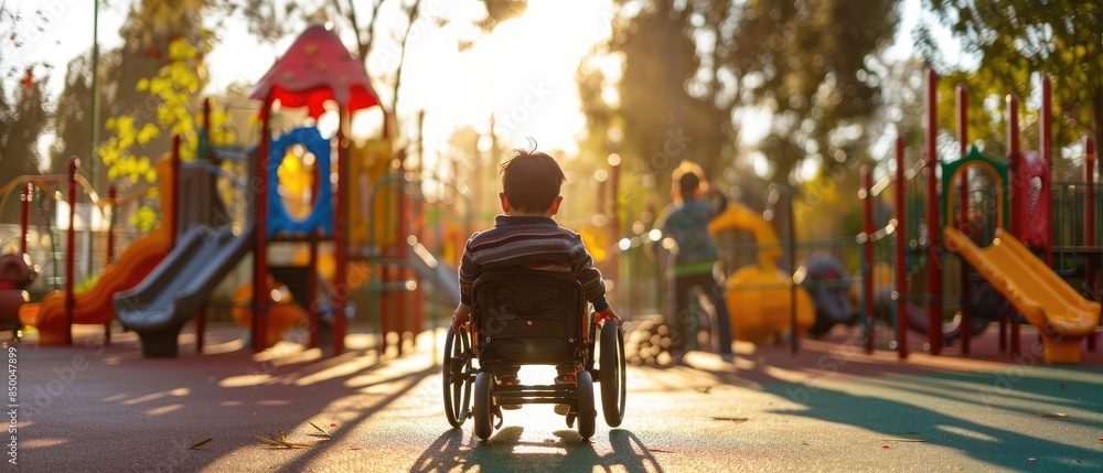 Foto de Inclusive playground filled with children of all abilities ...