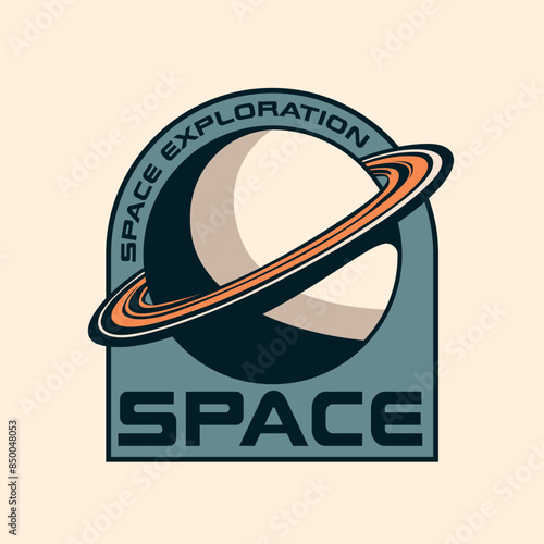 Space Galaxy universe outer space planet Vintage Retro Badge logo
