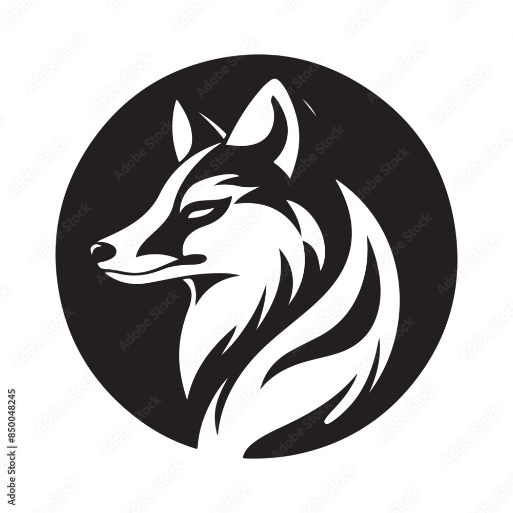 Black and white wolf head logo. Wolf head icon isolated on white Black and white wolf head logo. Wolf head icon isolated on white