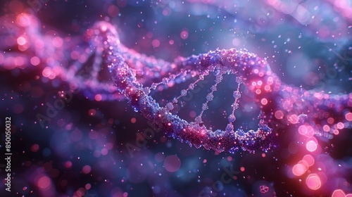 Three-dimensional molecule on blue-violet background