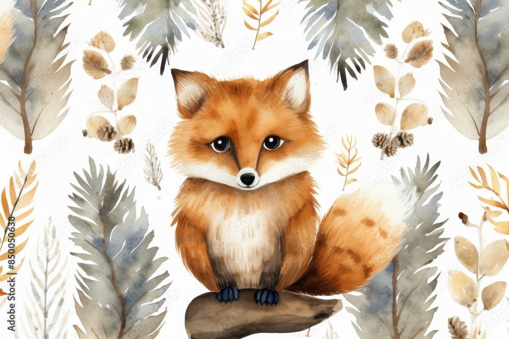 Obraz premium Adorable forest creatures in a seamless design for nature lovers