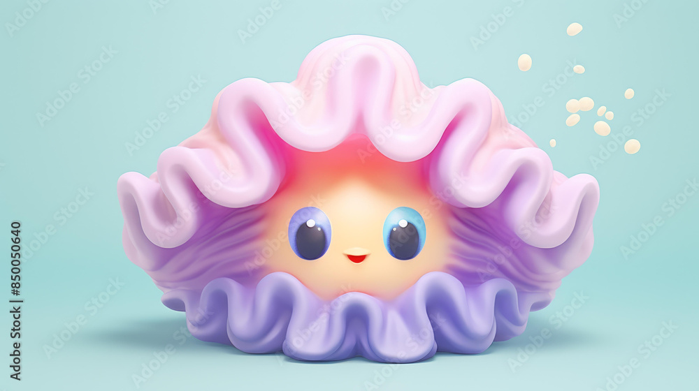 Adorable clay Giant Clam icon in muted pastels for Blender, set on a matte background with subtle gradients, creating a kawaii look. Adorable clay Giant Clam icon in muted pastels for Blender, set on a matte background with subtle gradients, creating a kawaii look.