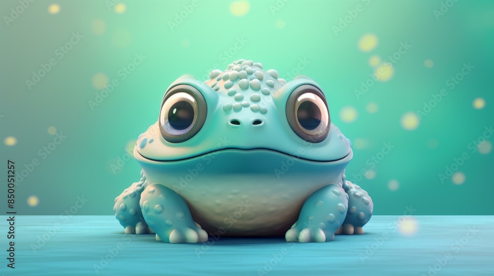 Obraz premium Adorable clay toad sculpture featuring muted pastels and kawaii charm, perfect for adding a whimsical touch to any space.