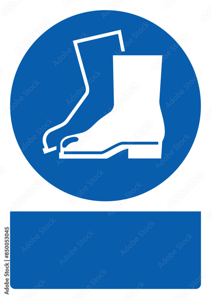 ISO mandatory safety signs_wear safety footwear your custom message here portrait size a4/a3/a2/a1 ISO mandatory safety signs_wear safety footwear your custom message here portrait size a4/a3/a2/a1