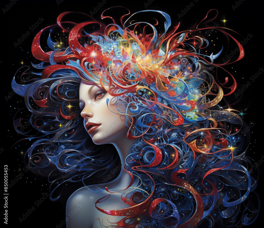 Beautiful Woman Paint Splash Tendrils Beautiful Woman Paint Splash Tendrils