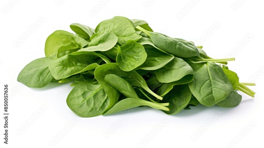 Bunch of spinach leaves on white background Bunch of spinach leaves on white background