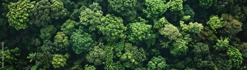 Aerial view of lush green forest canopy showcasing dense foliage, perfect for nature or environmental themes in stock photography. Aerial view of lush green forest canopy showcasing dense foliage, perfect for nature or environmental themes in stock photography.