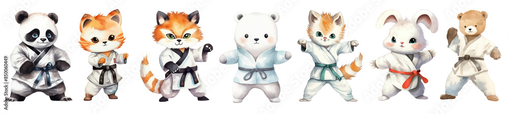 Naklejka premium Diverse sportive animal characters set