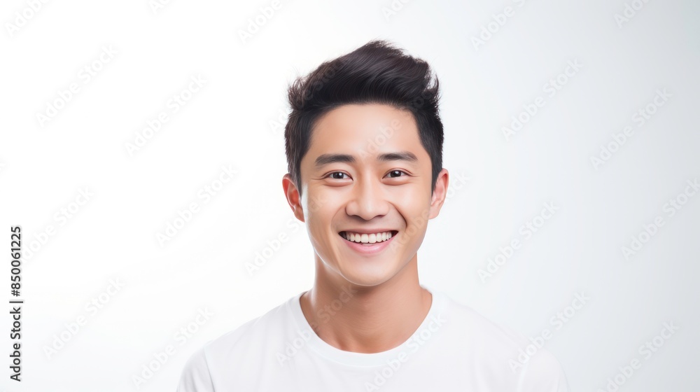 Happy handsome smiling young Asian man on white background. Happy handsome smiling young Asian man on white background.