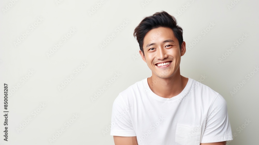 Happy handsome smiling young Asian man on white background. Happy handsome smiling young Asian man on white background.