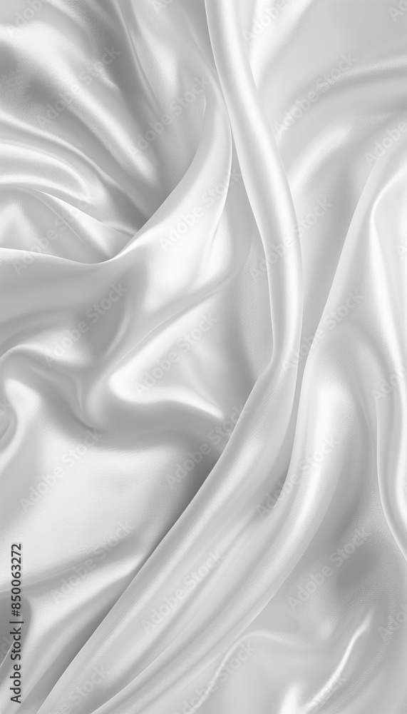 Fototapeta premium Luxurious Satin Fabric: Bridal White Sheen - Close-Up Detail, Minimal Background - Elegant Wedding Textures - Smooth Satin Imagery - Perfect for Bridal Fashion Inspiration