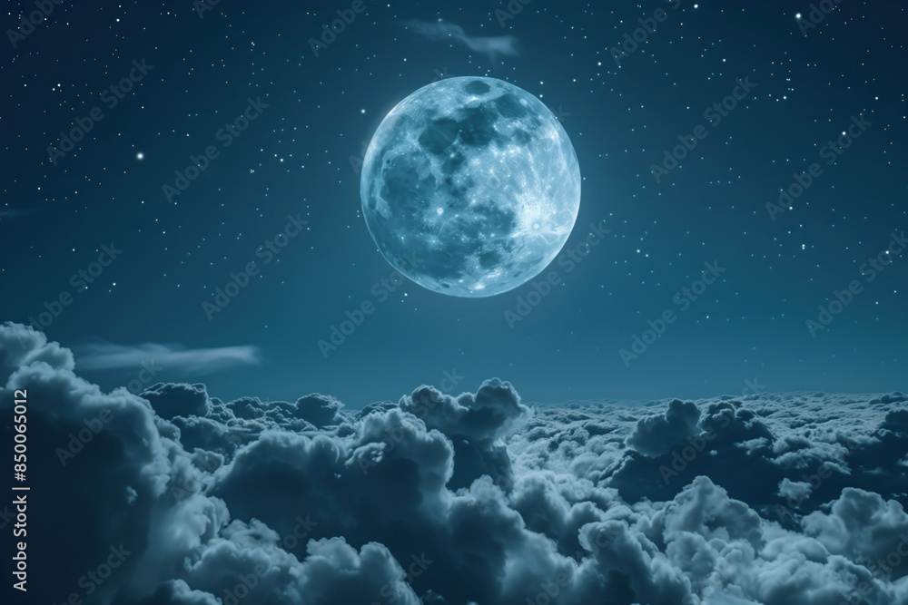 full moon over the sea of clouds full moon over the sea of clouds