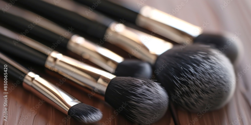 Makeup brush set with synthetic bristles for vegan users. Makeup brush set with synthetic bristles for vegan users.