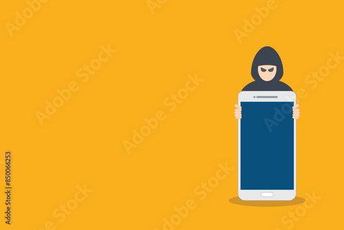 Hacker with mobile phone. Hacking concept	