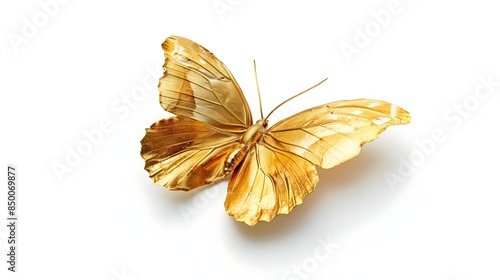 Gold butterfly isolated on white background