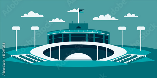 A baseball field, adorned with a magnificent stadium and a mesmerizing cityscape as its backdrop.