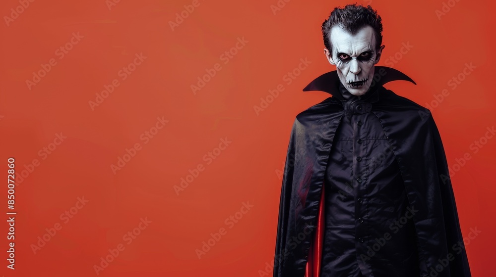 Realistic vampire costume with a high-collared Realistic vampire costume with a high-collared