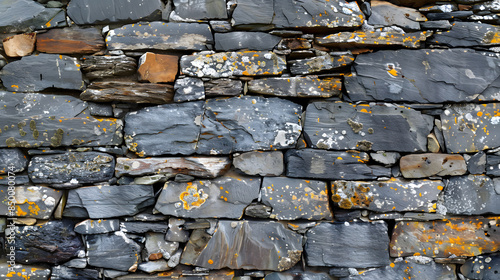 Old rustic slate stonework wall